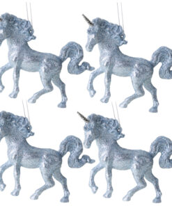 Christmas Concepts® 16cm Glitter Covered Unicorn Decoration Christmas Decorations (Ice Blue, Pack of 4)