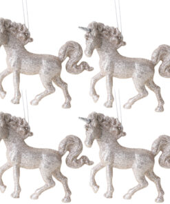 Christmas Concepts® 16cm Glitter Covered Unicorn Decoration Christmas Decorations (Champagne, Pack of 4)
