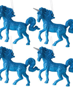 Christmas Concepts® 16cm Glitter Covered Unicorn Decoration Christmas Decorations (Royal Blue, Pack of 4)