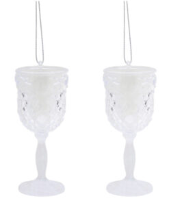 Christmas Concepts® 10cm Glitter Wine Glass Decorations Christmas Decorations (Iridescent, Pack of 2)