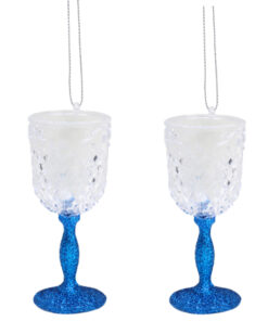 Christmas Concepts® 10cm Glitter Wine Glass Decorations Christmas Decorations (Royal Blue, Pack of 2)