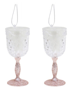 Christmas Concepts® 10cm Glitter Wine Glass Decorations Christmas Decorations (Rose Gold, Pack of 2)