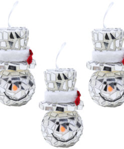 Christmas Concepts® Pack of 3-8.5cm Snowman Mirror Effect Hanging Christmas Tree Baubles - Christmas Decorations