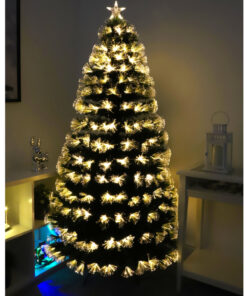 Christmas Concepts® 72 Inch (6FT) (1.8M) Green LED Firework Fibre Optic Christmas Tree With Warm White LED Lights