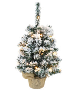 Christmas Concepts® 50cm (20") Pre Lit Table Christmas Tree With LED Lights and Burlap Sack Base