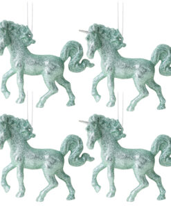 Christmas Concepts® 16cm Glitter Covered Unicorn Decoration Christmas Decorations (Mint Green, Pack of 4)