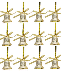 Christmas Concepts® Pack Of 12 Gold Tie On Bells With Ribbons - Christmas Decorations