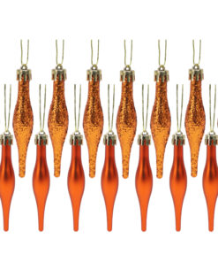 Pack Of 15-8.5cm Droplet Baubles - Matte & Glitter Design - Christmas Baubles (Copper)