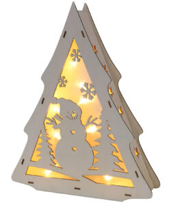 Christmas Concepts® 33cm (13") Light Up LED Cutout Wooden Box Decoration - Novelty Christmas Decorations (Tree)