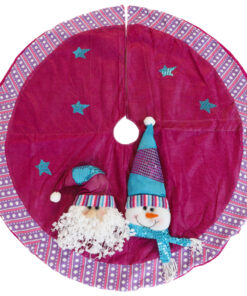 48 Inch Beautiful Pink & Purple Christmas Tree Skirt With Santa & Snowman