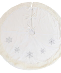 48 Inch Beautiful White Christmas Tree Skirt - With Snowflakes