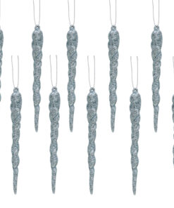 Christmas Concepts® 12cm Glitter Icicle Decorations Christmas Tree Trims (Ice Blue, Pack of 10)