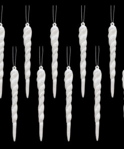 Christmas Concepts® 12cm Glitter Icicle Decorations Christmas Tree Trims (White, Pack of 10)