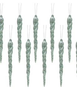 Christmas Concepts® 12cm Glitter Icicle Decorations Christmas Tree Trims (Mint Green, Pack of 10)