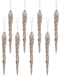 Christmas Concepts® 12cm Glitter Icicle Decorations Christmas Tree Trims (Champagne, Pack of 10)
