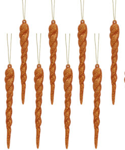 Christmas Concepts® 12cm Glitter Icicle Decorations Christmas Tree Trims (Copper, Pack of 10)