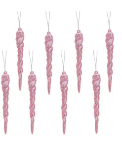 Christmas Concepts® 12cm Glitter Icicle Decorations Christmas Tree Trims (Baby Pink, Pack of 10)