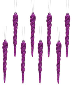 Christmas Concepts® 12cm Glitter Icicle Decorations Christmas Tree Trims (Purple, Pack of 10)