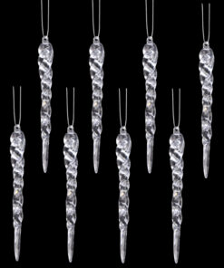Christmas Concepts® 12cm Glitter Icicle Decorations Christmas Tree Trims (Clear, Pack of 10)