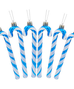 Christmas Concepts® Pack Of 6-13cm Royal Blue & White Glitter Candy Cane Christmas Tree Decorations