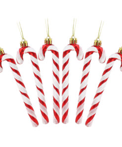 Christmas Concepts® Pack Of 6-13cm Glitter Candy Cane Christmas Tree Decorations (Red & White)