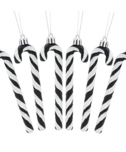 Christmas Concepts® Pack Of 6-13cm Glitter Candy Cane Christmas Tree Decorations (Black & White)
