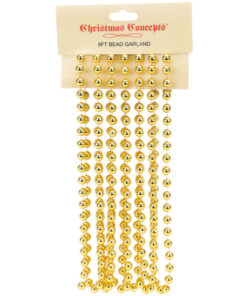 9ft Christmas Bead Chain - Christmas Bead Garlands - Christmas Decorations (Gold)