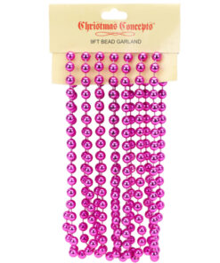9ft Christmas Bead Chain - Christmas Bead Garlands - Christmas Decorations (Hot Pink)