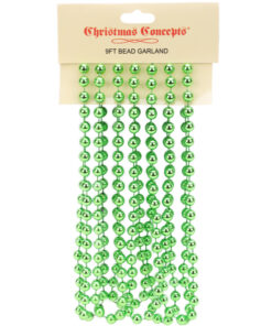 9ft Christmas Bead Chain - Christmas Bead Garlands - Christmas Decorations (Lime Green)