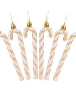Christmas Concepts® Pack Of 6-13cm Glitter Candy Cane Christmas Tree Decorations (Rosegold & White)