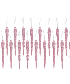 Christmas Concepts® 12cm Glitter Icicle Decorations Christmas Tree Trims (Baby Pink, Pack of 20)