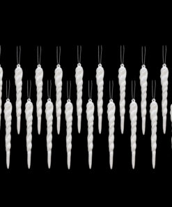 Christmas Concepts® 12cm Glitter Icicle Decorations Christmas Tree Trims (White, Pack of 20)
