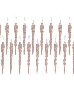 Christmas Concepts® 12cm Glitter Icicle Decorations Christmas Tree Trims (Rose Gold, Pack of 20)