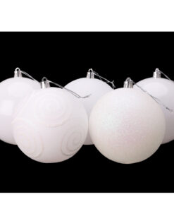 Christmas Concepts® Pack of 5 - Extra Large 100mm Christmas Tree Baubles - Shiny, Matte & Glitter Decorated Baubles (White)