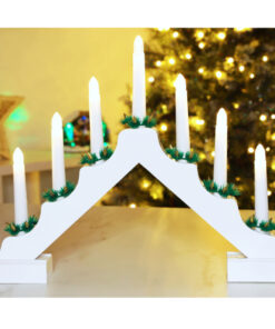 Christmas Concepts® Christmas White Wooden Candle Bridge With Warm White LED Lights - Battery Operated
