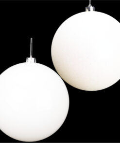 Pack Of 2-200mm Baubles - Shiny & Glitter Design - Giant Christmas Baubles (White)