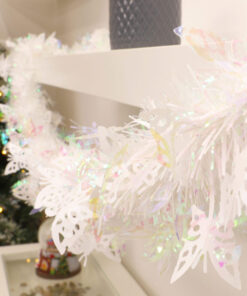 Alternative view of Christmas Concepts® 3m / 9.8ft Chunky/Fine Christmas Tinsel - Christmas Decoration - High Quality Tinsel (White with Butterflies)