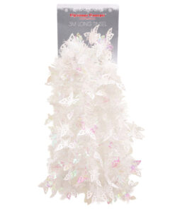 Christmas Concepts® 3m / 9.8ft Chunky/Fine Christmas Tinsel - Christmas Decoration - High Quality Tinsel (White with Butterflies)