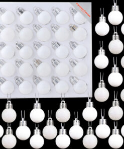 Christmas Concepts® Pack of 25-25mm Mini Christmas Tree Baubles - Shiny, Matte & Glitter Decorated Baubles (White)