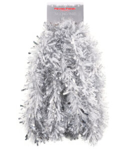 Christmas Concepts® 3m / 9.8ft Chunky/Fine Christmas Tinsel - Christmas Decoration - High Quality Tinsel (Matte White & Silver)