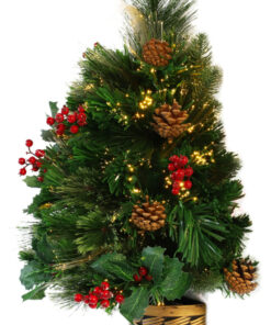Alternative view of Christmas Concepts® 2ft (60cm) Green Fibre Optic Pine Wall Mounted Christmas Tree With Cones And Red Berries