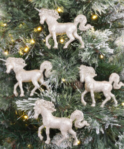 Alternative view of Christmas Concepts® 16cm Glitter Covered Unicorn Decoration Christmas Decorations (Champagne, Pack of 4)