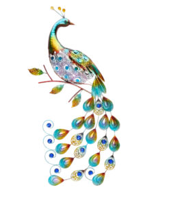 Christmas Concepts® 81cm Colourful Metal Peacock With Jewel Tail Wall Art - Indoor/Outdoor Garden Decoration