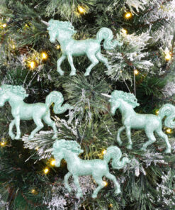 Alternative view of Christmas Concepts® 16cm Glitter Covered Unicorn Decoration Christmas Decorations (Mint Green, Pack of 4)