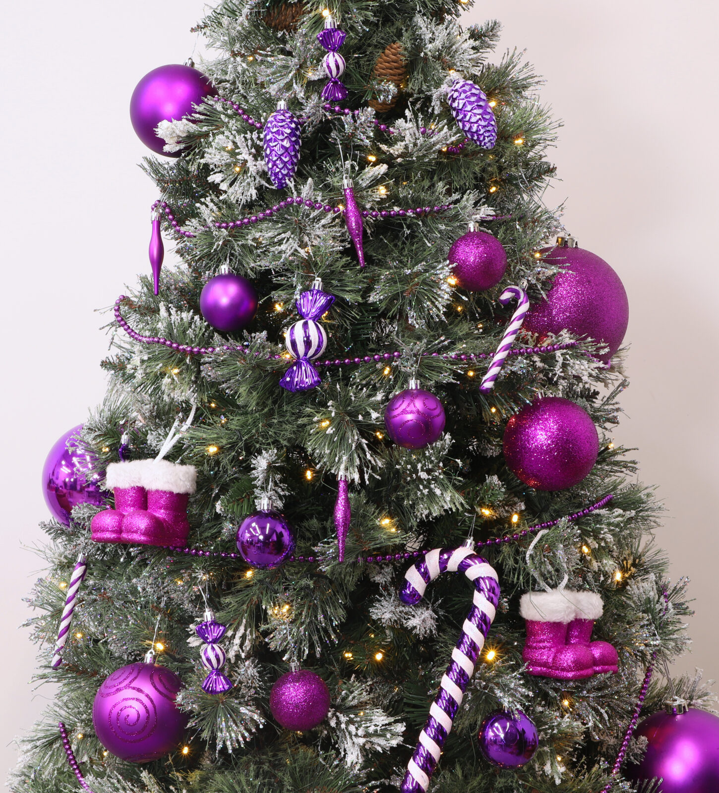 lilac christmas tree baubles