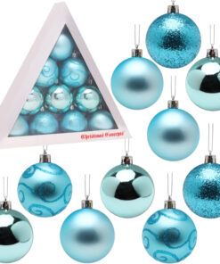 Christmas Concepts® Pack of 10 - 60mm Christmas Tree Baubles - Shiny, Matte & Glitter Decorated Baubles (Turquoise)