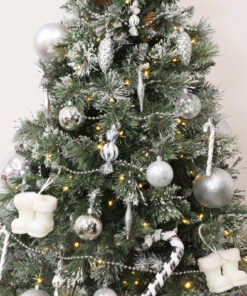 Alternative view of Christmas Concepts® Pack of 10 - 60mm Christmas Tree Baubles - Shiny, Pearl & Transparent Snowflake Decorated Baubles (White & Silver)