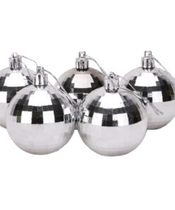 Christmas Concepts® Pack of 5-60mm Mirror Disco Baubles - Christmas Tree Decorations (Silver)