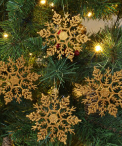 Alternative view of Pack of 12-10cm Glitter Snowflake Hanging Decorations - Christmas Decorations (Copper)