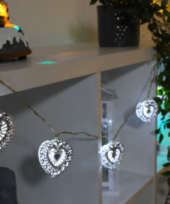 Alternative view of Christmas Concepts® 10 Warm White LED Metal Filigree Heart Shaped Lights - Christmas Lights - Everyday Lights